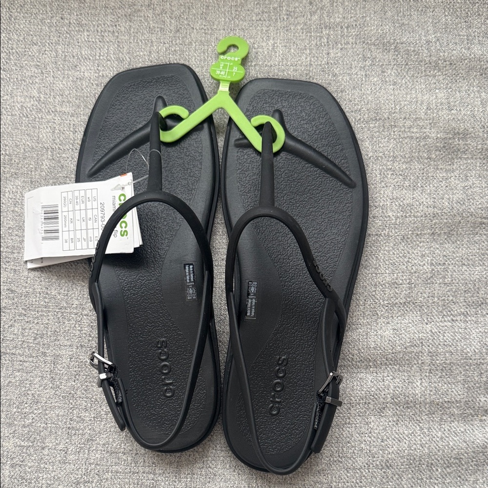 CROCS Black Flip Flops with Adjustable Straps